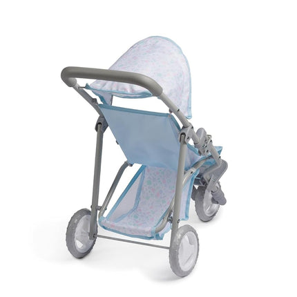 JC Toys | Berenguer Boutique |3 Wheeled Folding Doll Jogger Stroller | Blue | Ages 3+