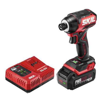 Visseuse à chocs compacte sans balais 20V 1/4" Hex avec batterie et chargeur rapide PWRJump