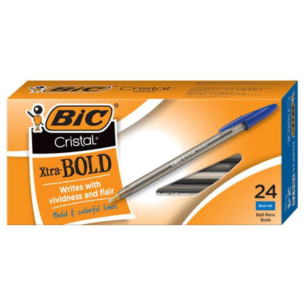 Lot économique de 48 – Stylo bille BIC Cristal Bold (1,6 mm), Bleu, 48 unités (MSBP241-BE)