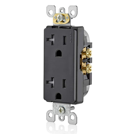 Leviton T5825-E 20 Amp, Tamper- Resistant, Decora Duplex Receptacle, Residential Grade, Black