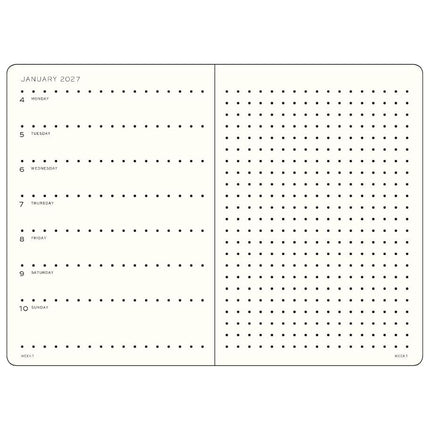 LEUCHTTURM1917 Weekly Calendar & Notebook Dotted Medium (A5) 2027, Colourful Seasons Yellow, English, Hardcover, Calendar Overview 2026/2027/2028, Planning Overview 01.27-12.28, Project Planner