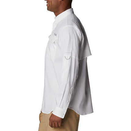 Columbia Mens Blood and Guts Iv Woven Long Sleeve, White, XXL