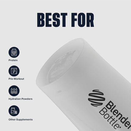 Bouteille mélangeur BlenderBottle Classic V2, parfaite pour les shakers de protéines et les pré-entraînements, 1,3 litre, Transparent/Noir