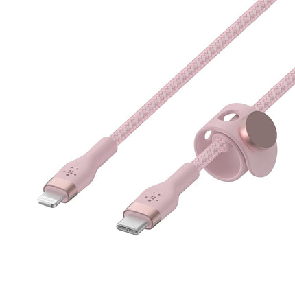 Belkin BoostCharge Pro Flex Braided USB Type C to Lightning Cable (2M/6.6ft), MFi Certified 20W Fast Charging PD Power Delivery for iPhone 14/14 Plus, 13, 12, Pro, Max, Mini, SE, iPad and More - Pink