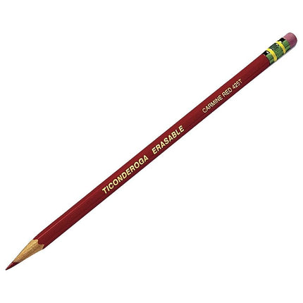 Ticonderoga® Erasable Checking Pencils, Presharpened, Carmine Red, Pack of 12