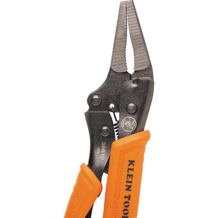 Klein Tools 38610 Locking Plier, Long Nose with Lever Release Handles, High Torque, Ideal for Tight Spaces, 4-Inch