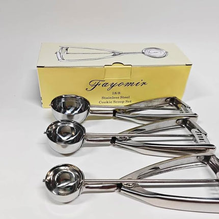 Cookie Scoop Set, Ice Cream Scoop Set, Selected 18/8 Stainless Steel Set of 3