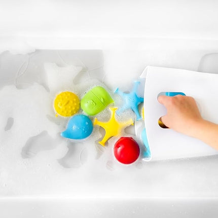 Ubbi Stand Up Bath Toy Storage Organizer, Draining Scoop For Toys, Bathroom Caddy with Removable Drying Rack Bin for Baby and Toddlers, Grey