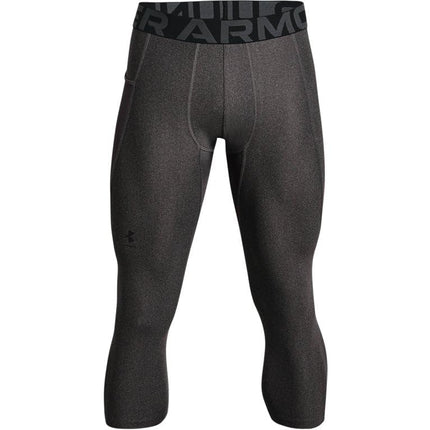 Under Armour Men's Standard HeatGear 3/4 Leggings, Carbon Heather (090)/White, Medium Tall