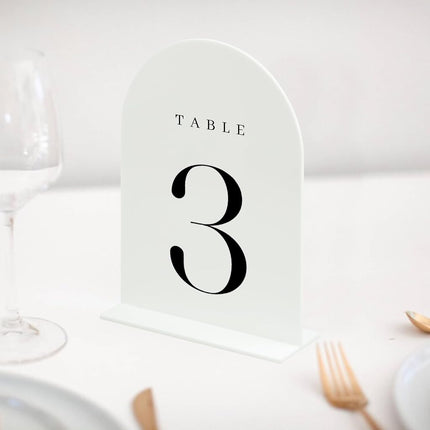 JINMURY White Arch Table Numbers for Wedding, 20 Pack 5"x7" White Arch Acrylic Table Numbers 1-20 with stand, Perfect for Wedding Event Reception
