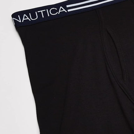 Nautica Men's Classic Cotton Boxer Brief Multipack, Black-5 Pack, Large (Pack of 5)