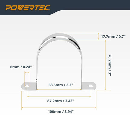 POWERTEC Clear PVC Pipe 2-1/2" x 36" Long, 1PK Plastic Tubing & 5PK Stainless Steel Pipe Straps w/Drywall Anchors & Screws Compatible w/Dust Collection Fittings - Hose for Woodworking Tools (70397)