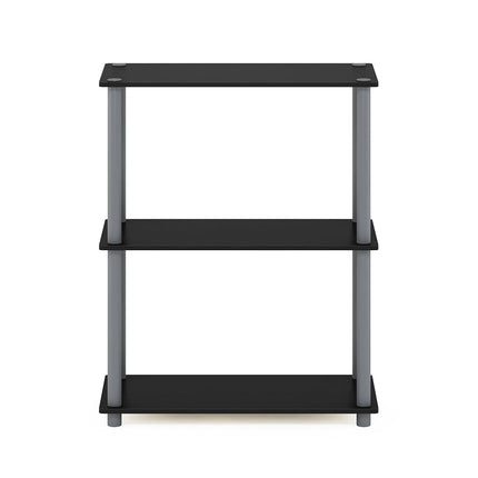 Furinno TURN-N-TUBE Storage Shelves, 3-Tier Book Shelf, Corner Shelf, Toolless Open Shelves, for Organization and Storage, Living Room, Garage, Home Office, Black