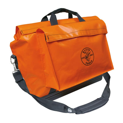 Klein Tools 5181ORA Large Vinyl Equipment Bag with Detachable Shoulder Strap with Two Heavy-Duty, Side-Action Buckles, Orange