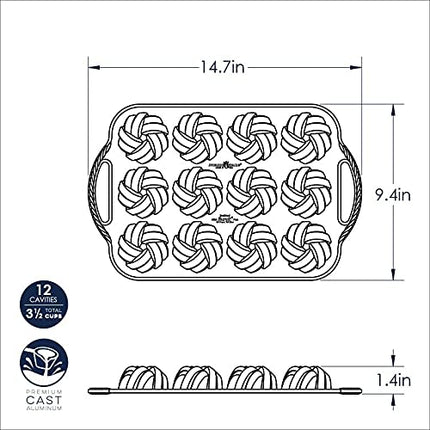 Nordic Ware USA 75th Anniversary Cast Aluminium Braided Bundt Pan, Gold, 37.5 x 25 x 4 cm