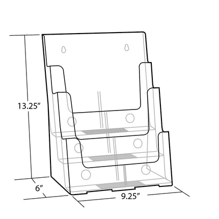 Azar 252378 Three-Tier Three-Pocket Letter Sized Brochure Holder