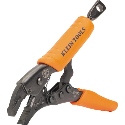 Klein Tools 38600 Curved Jaw Locking Pliers with Quick Release Handles, Intuitive Thumb Knob, High Torque, Mole Grips for Clamping and Gripping, 5-Inch