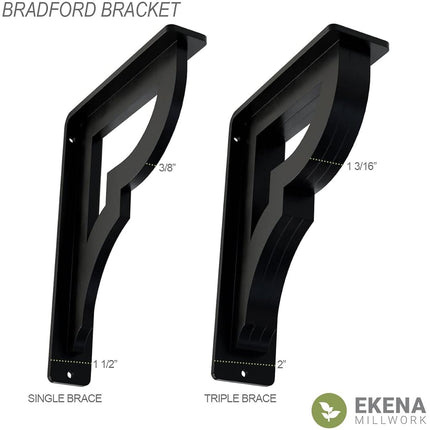 Ekena Millwork BKTM01X12X15SBRABZ Metal Bracket, 1 1/2" W x 12" D x 15" H, Antiqued Bronze