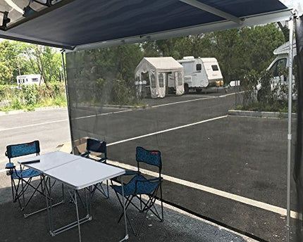 Tentproinc RV Awning Sun Shade Screen 7' X 14' 3'' Black Mesh Screen Sunshade Complete Kits Motorhome Camping Trailer Awning Shade Screen UV SunBlocker Canopy Shelter - 3 Year Warranty