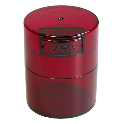 Tightpac America Minivac - 10g to 30 Grams Airtight Multi-Use Vacuum Seal Portable Storage Container for Dry Goods, Food, and Herbs - Red Tint, .12-liter/4-fluid Ounce