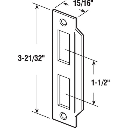 PRIME-LINE E 2435, Brass Mortise Door Strike, Plated for Bit Key Locks, 1 Pack