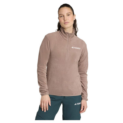 adidas Women's Terrex Multi Essentials Half Zip Fleece Jacket, trace brown, XXL