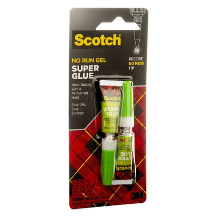 Scotch Super Glue Gel 0.7 oz (2gr.) por tubo | Color transparente | Adhesión fuerte | Unión instantánea | Pegamento líquido con aplicador de precisión | Multiusos | Secado rápido | Superpegamento | 2 tubos/paquete