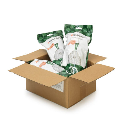Brabantia 138584 PerfectFit Bin Liners Multipack (Size R/36 Litre) Thick Plastic Trash Bags with Tie Tape Drawstring Handles (120 Bags), White