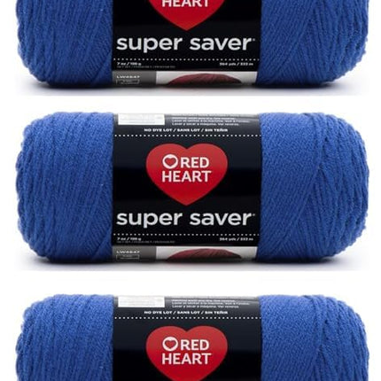 Red Heart Super Saver Pack of 3 - Royal - 7oz/198g - Acrylic - 4 Medium (Worsted) - 364 Yards - Knitting, Crocheting, Crafts & Amigurumi