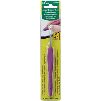 Clover 1045/G Amour Crochet Hook: 4.0mm, Metal, Mu