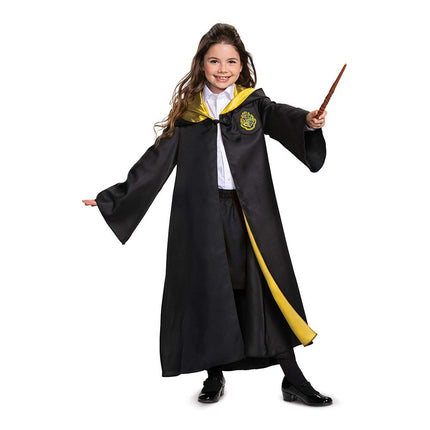 Disguise Harry Potter Hogwarts Robe Deluxe Children's Costume Accessory, Black and Gold, Kids Size Medium (7-8)
