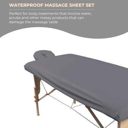 ForPro Professional Collection Massage Table Sheets, Machine Washable, Waterproof, Fitted, Cool Grey