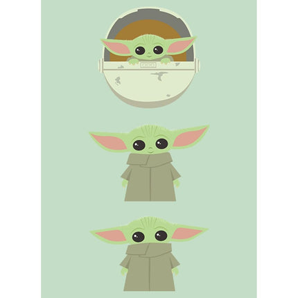 T-shirt ras du cou en tissu chiné STAR WARS Mandalorian The Child pour fille, Menthe, Large