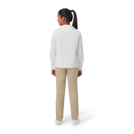 French Toast Girls' Long Sleeve Woven Shirt with Peter Pan Collar (Standard & Plus), Yellow, 18