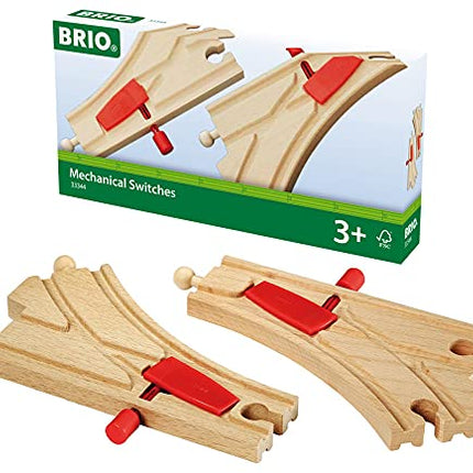 BRIO 33344 Mechanical Switches Wooden Train Track for Kids Age 3 Years Up - Compatible with all BRIO Railway Sets & Accessories, Multicoloured
