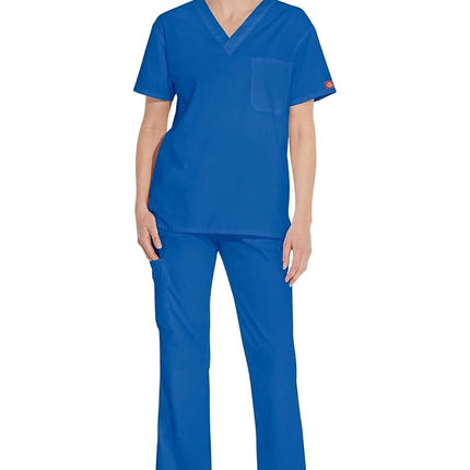 Dickies EDS Signature Men & Women Scrubs Top Tuckable V-Neck 83706, Royal, S