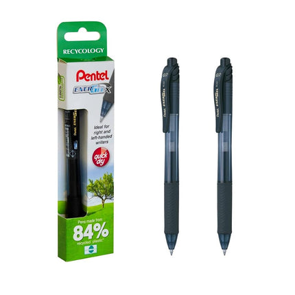 Pentel EnerGel X 0.7mm Rollerball - 2pc Wallet Bla