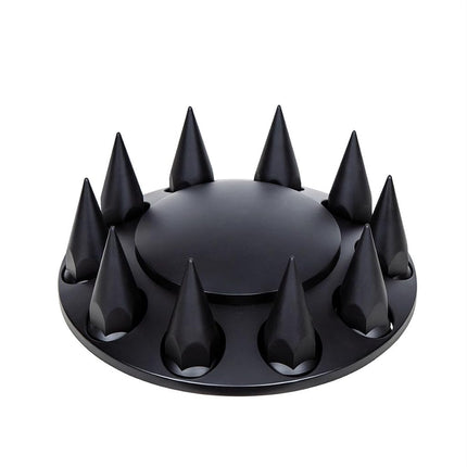 United Pacific 10341 Axle Hub Cover, Front, Matte Black, Dome, with 33mm Spike Thread-On Nut Cover