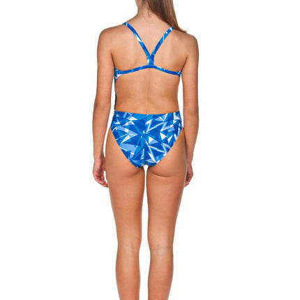 Arena Women's Shattered Glass Challenge Back One Piece Swimsuit, Royal, 24