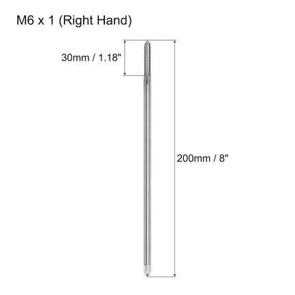 uxcell Metric Thread Tap M6 x 1 H2 200mm Extra Long Straight Flute Screw Thread Milling Machine Taps Threading Tapping Repair Tool