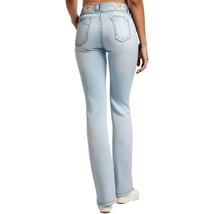 True Religion Womens Billie Midrise Straight Big T Jean, Caspian Sea Wash, 27