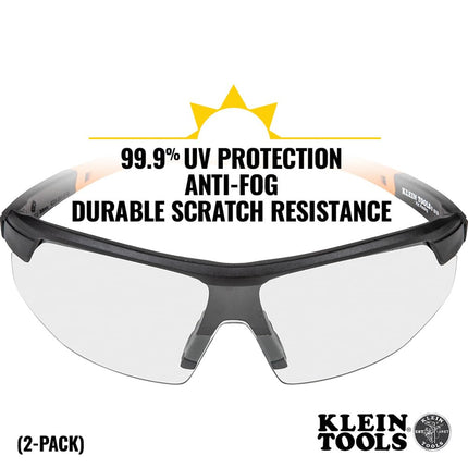 Gafas de seguridad Klein Tools 60171, equipo de protección individual (EPI) con semimontura, resistentes a los arañazos y antivaho, lentes transparentes, paquete de 2