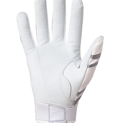Mizuno B-303 Adult Baseball Batting Glove, White-Silver, XX-Large