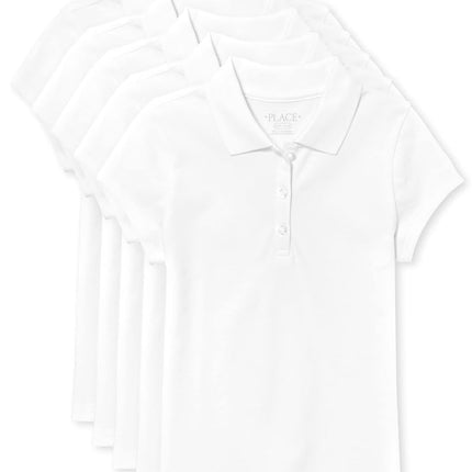Lot de 5 Polos Piqué Manches Courtes The Children's Place, Blanc, Taille XL