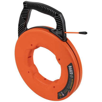 KLEIN TOOLS 56383 Fish Tape, Multi-Groove Fiberglass Wire Puller with Nylon Tip, Optimized Housing & Handle, 100-Foot