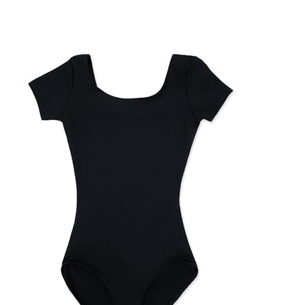 Capezio Girls Team Basic Short Sleeve Leotard, Black, 8-10