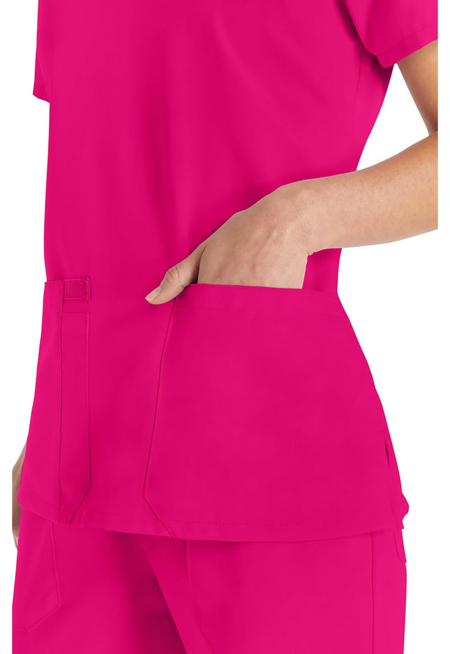 Dickies Women's Scrub Top V-Neck Top with 2 Pockets, Moisture Wicking and 360� Stretch Fabric Plus Size DK615, 4XL, Hot Pink