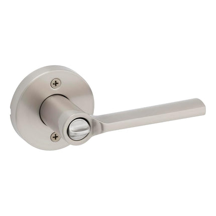Kwikset Lisbon Round Entry Door Knob with Lock and Key, Secure Keyed Handle Exterior, Front Entrance and Bedroom, Satin Nickel, Pick Resistant SmartKey Rekey Security and Microban