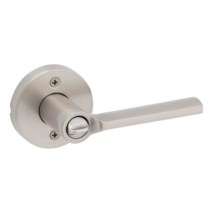 Kwikset Lisbon Round Entry Door Knob with Lock and Key, Secure Keyed Handle Exterior, Front Entrance and Bedroom, Satin Nickel, Pick Resistant SmartKey Rekey Security and Microban