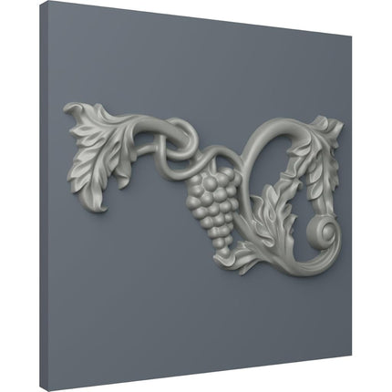 Ekena Millwork ONL12X06X01GR-L 12 5/8" W x 6 3/4" H x 1" P Large Grape and Leaf Onlay, Left, Primed